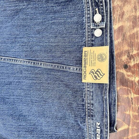 Vintage 2000s Rocawear Denim Blue Jean Jacket Mens XXXL Embroidered y2k - Picture 5 of 11
